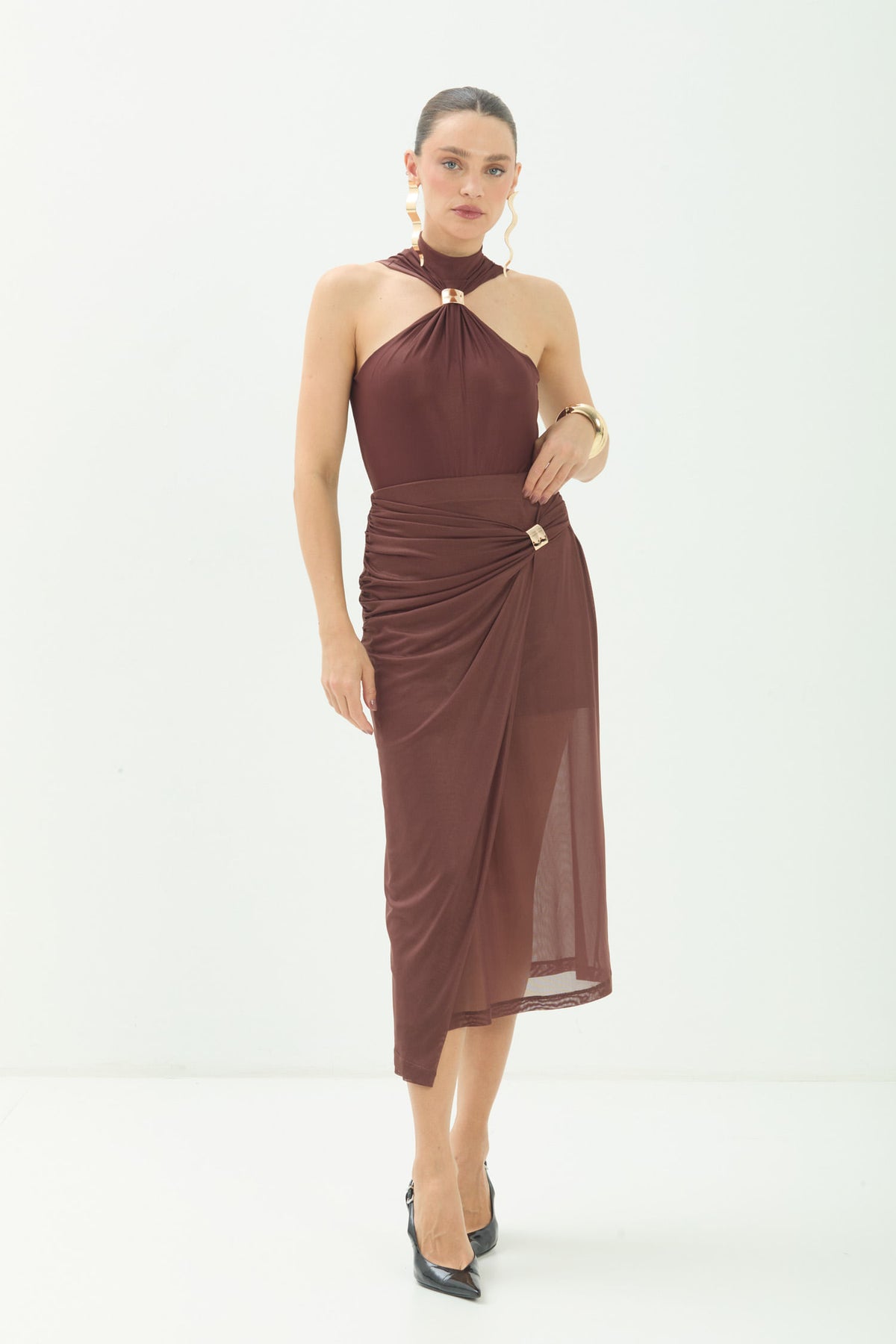 Body Fashion Detalhe Metal ACT Feminino Choco