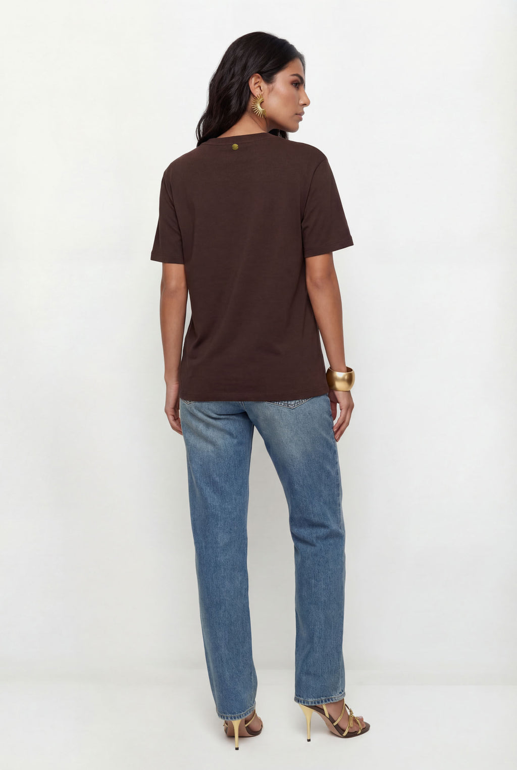T-Shirt Acinturada Com Pregas ACT Feminina Deep Brown