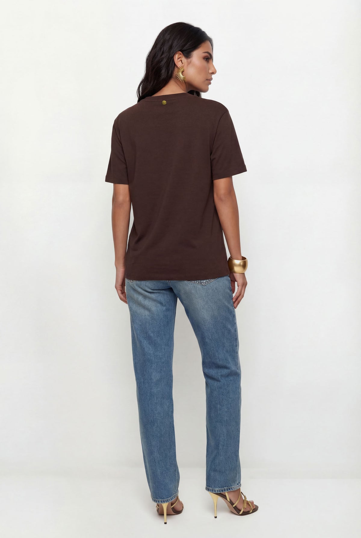 T-Shirt Acinturada Com Pregas ACT Feminina Deep Brown