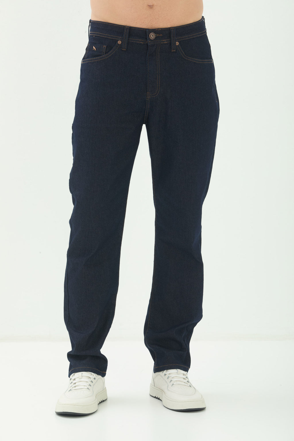 Calça Jeans Escuro Regular Masculina Acostamento Jeans Escuro