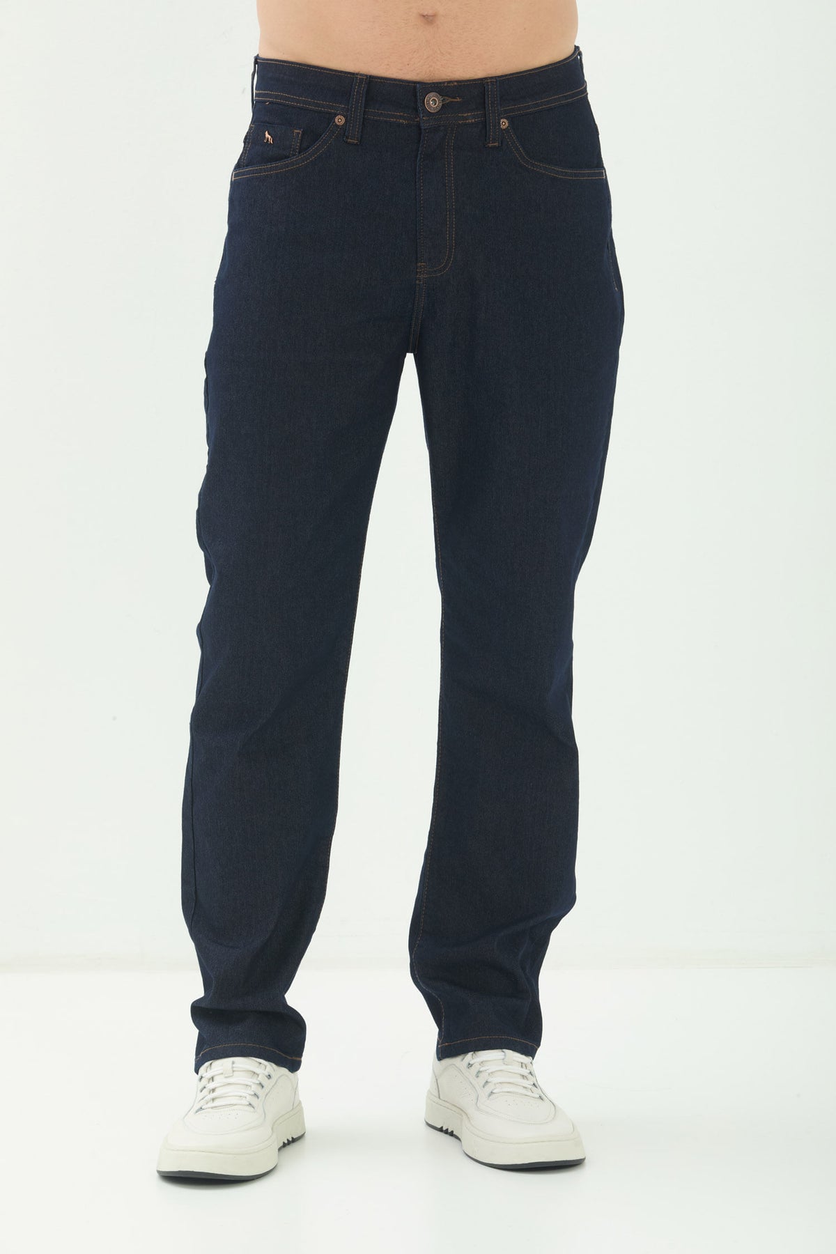 Calça Jeans Escuro Regular Masculina Acostamento Jeans Escuro