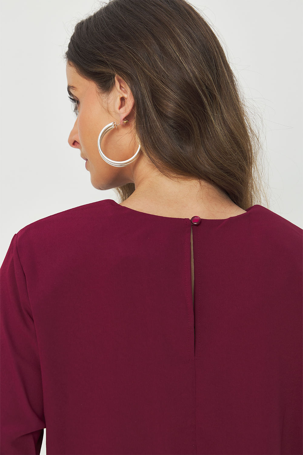 Blusa Manga Curta Feminina Acostamento Berry