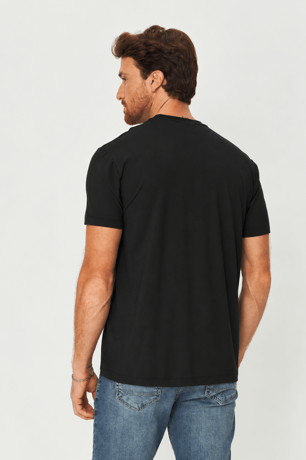 Camiseta Modal Clássica Masculina Acostamento Preto