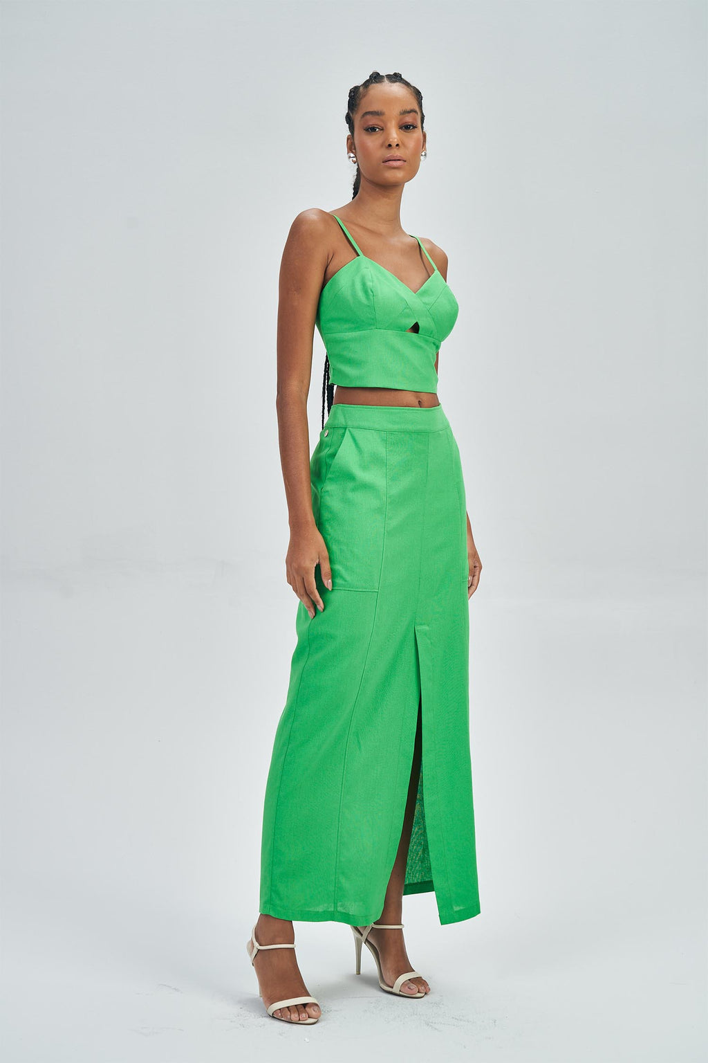 Top Decote Coração Feminina Acostamento Green Light