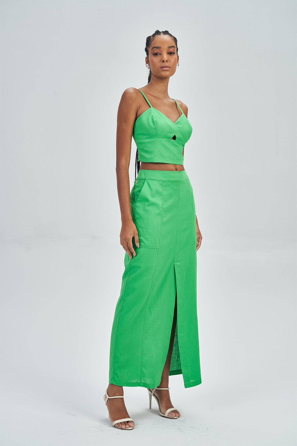 Top Decote Coração Feminina Acostamento Green Light