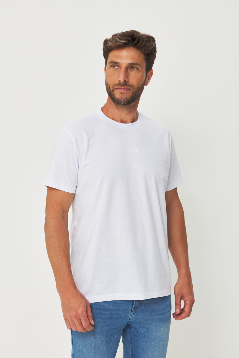 Camiseta Minimalista Masculina Acostamento Branco