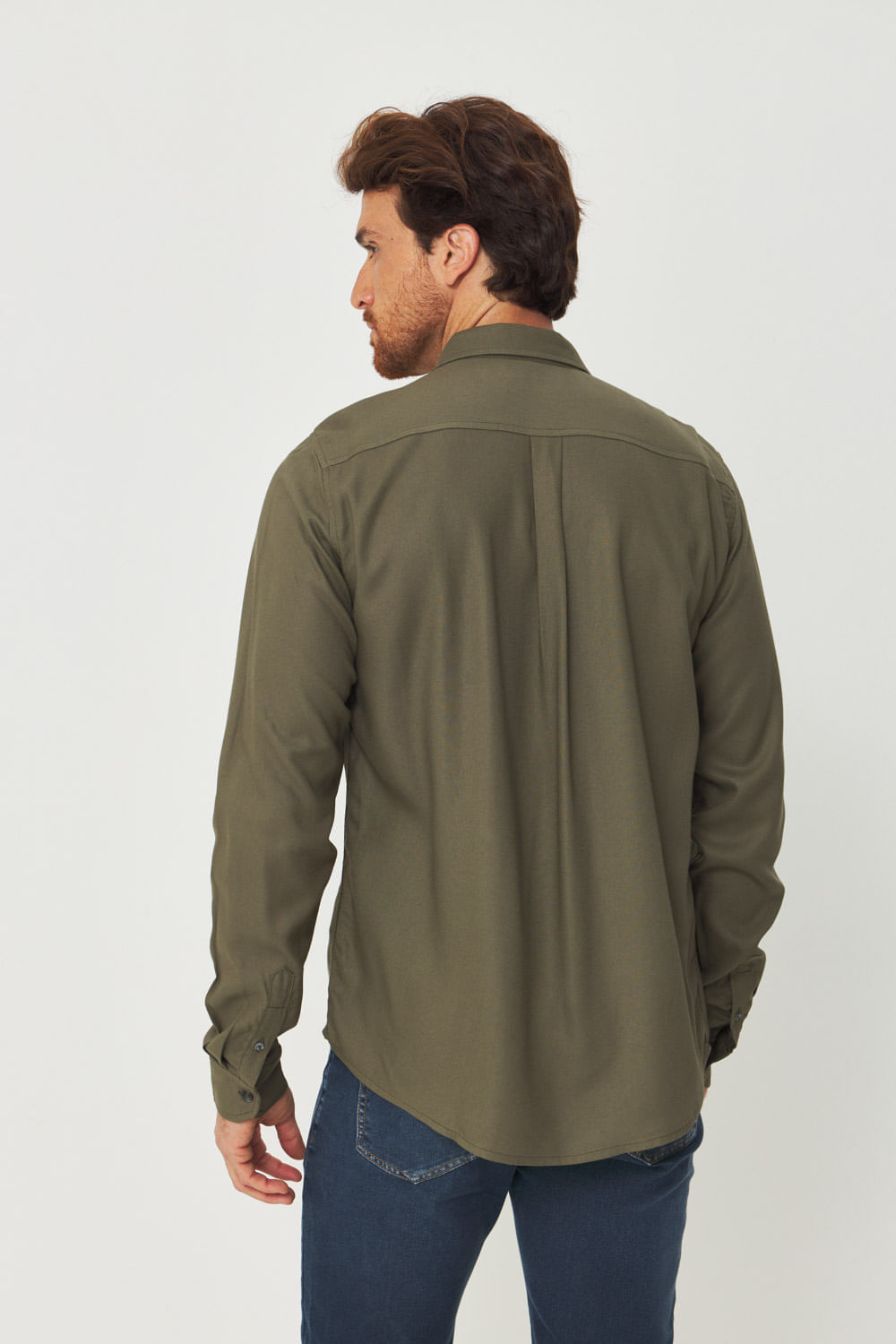 Camisa Manga Longa Premium Masculina Acostamento Verde Oliva