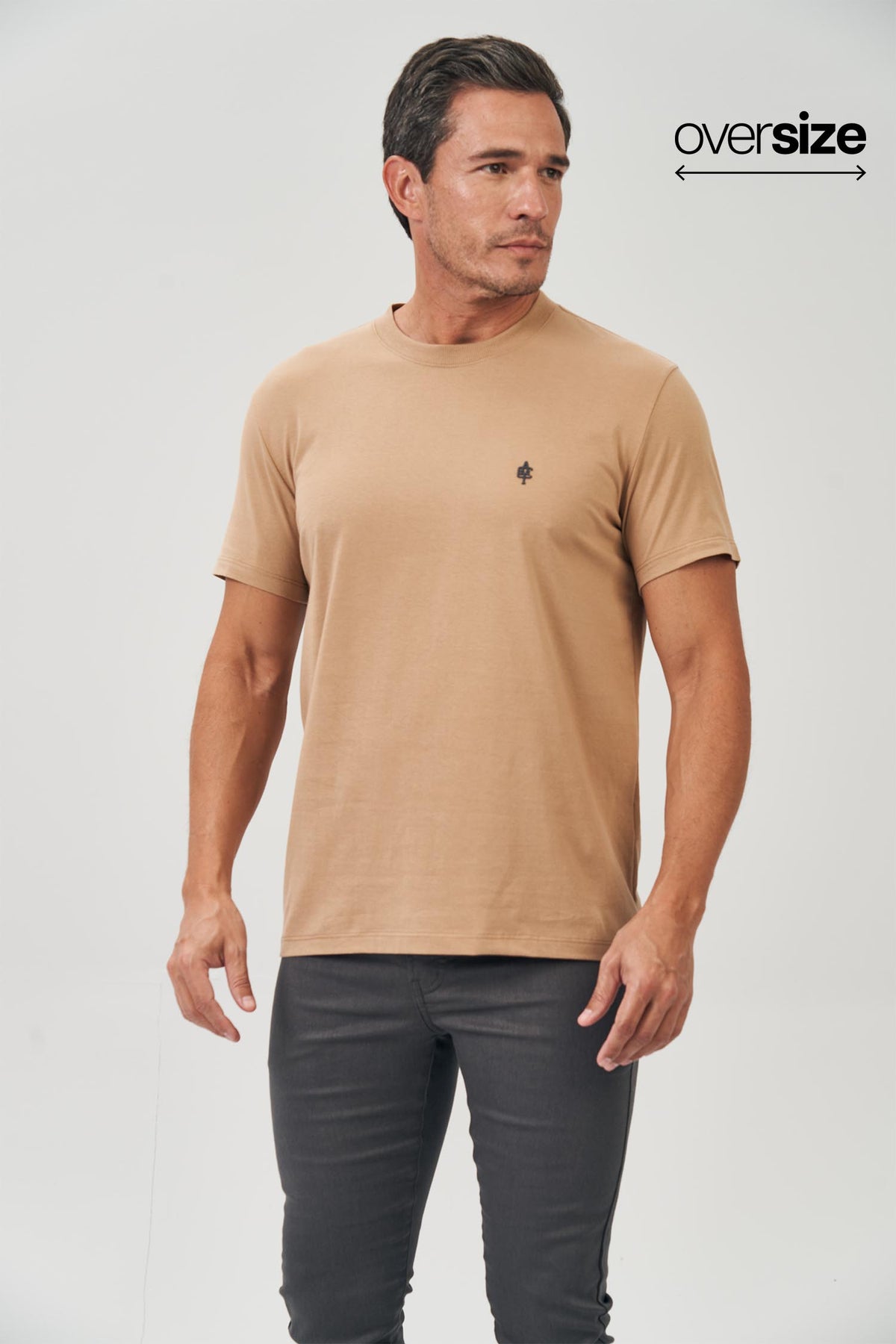 Camiseta ACT Touch Masculina Oversize Acostamento Bege Caqui