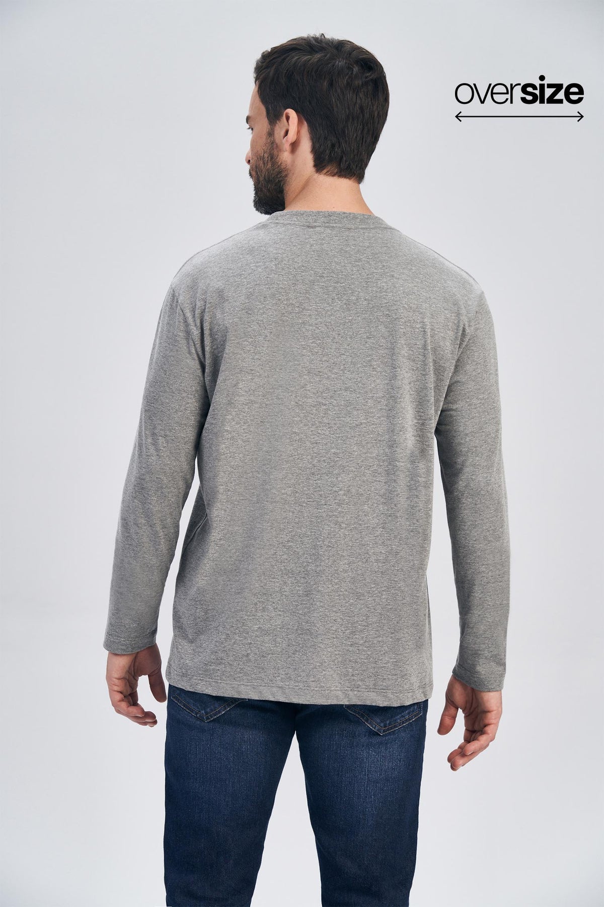 Camiseta Manga Longa Masculina Oversize Acostamento Azul Sky