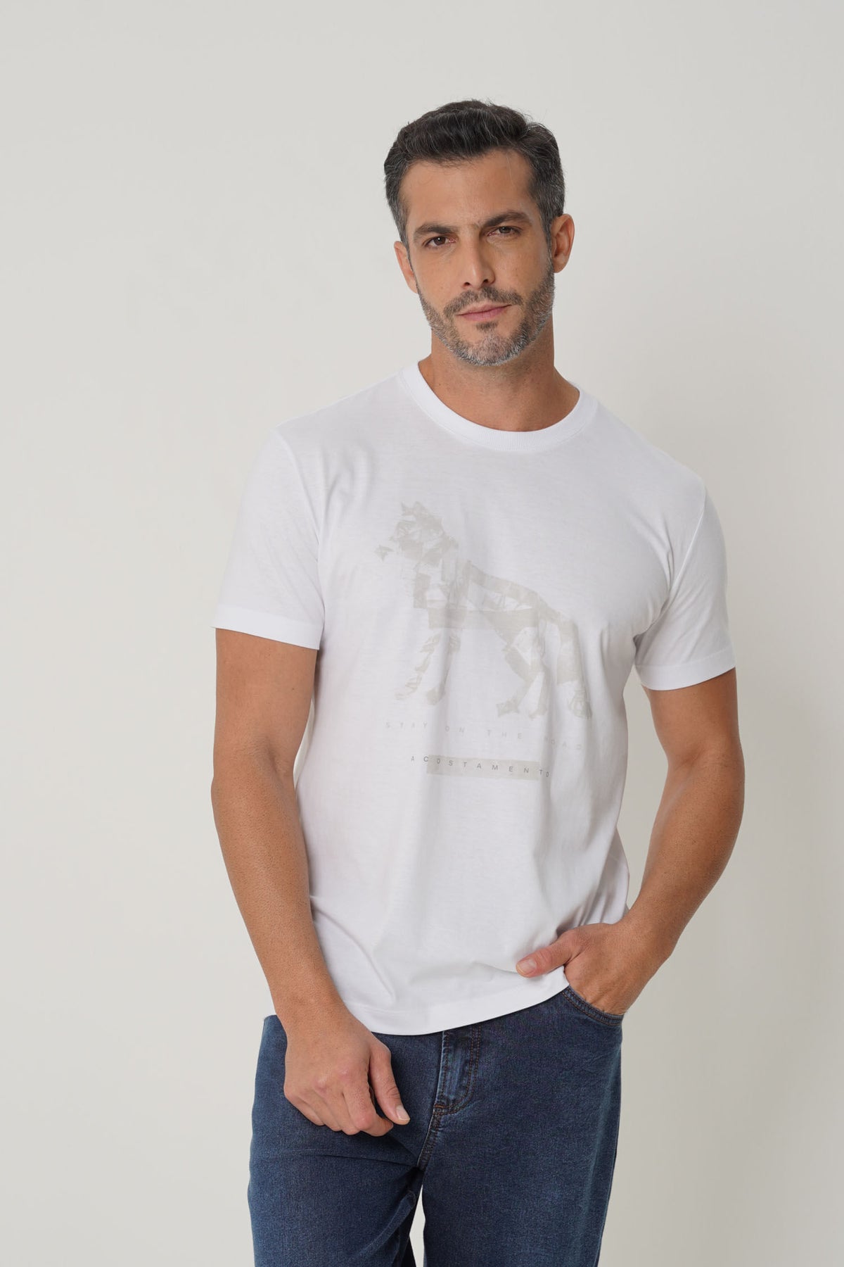 Camiseta Road Wolf Masculina Acostamento Branco