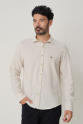 Camisa Casual Manga Longa Masculina Acostamento Bege