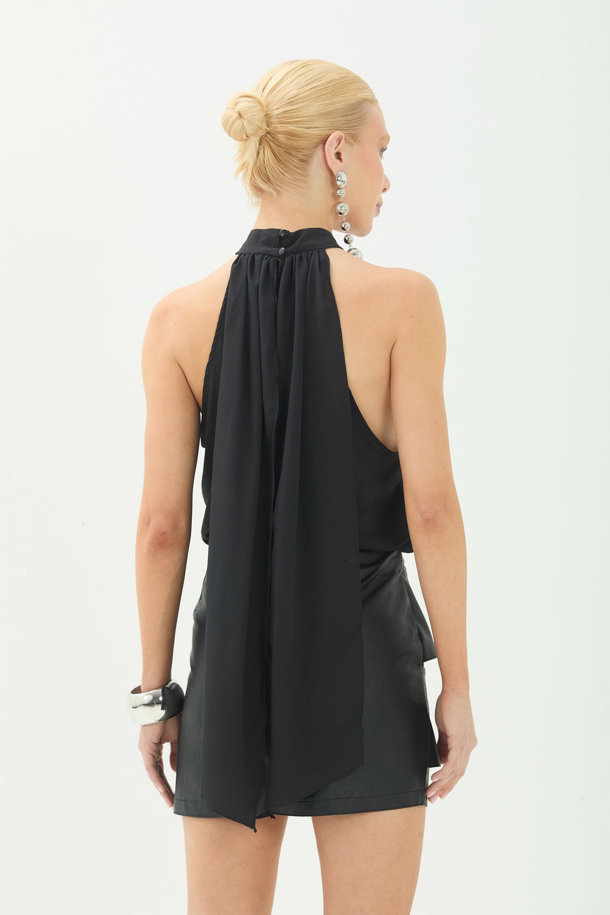 Body Gola Alta Drapeada ACT Feminino Preto