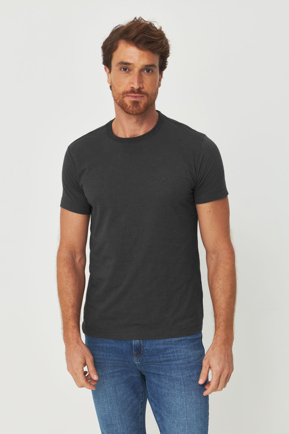 Camiseta Básica Com Logo Masculina Acostamento Preto