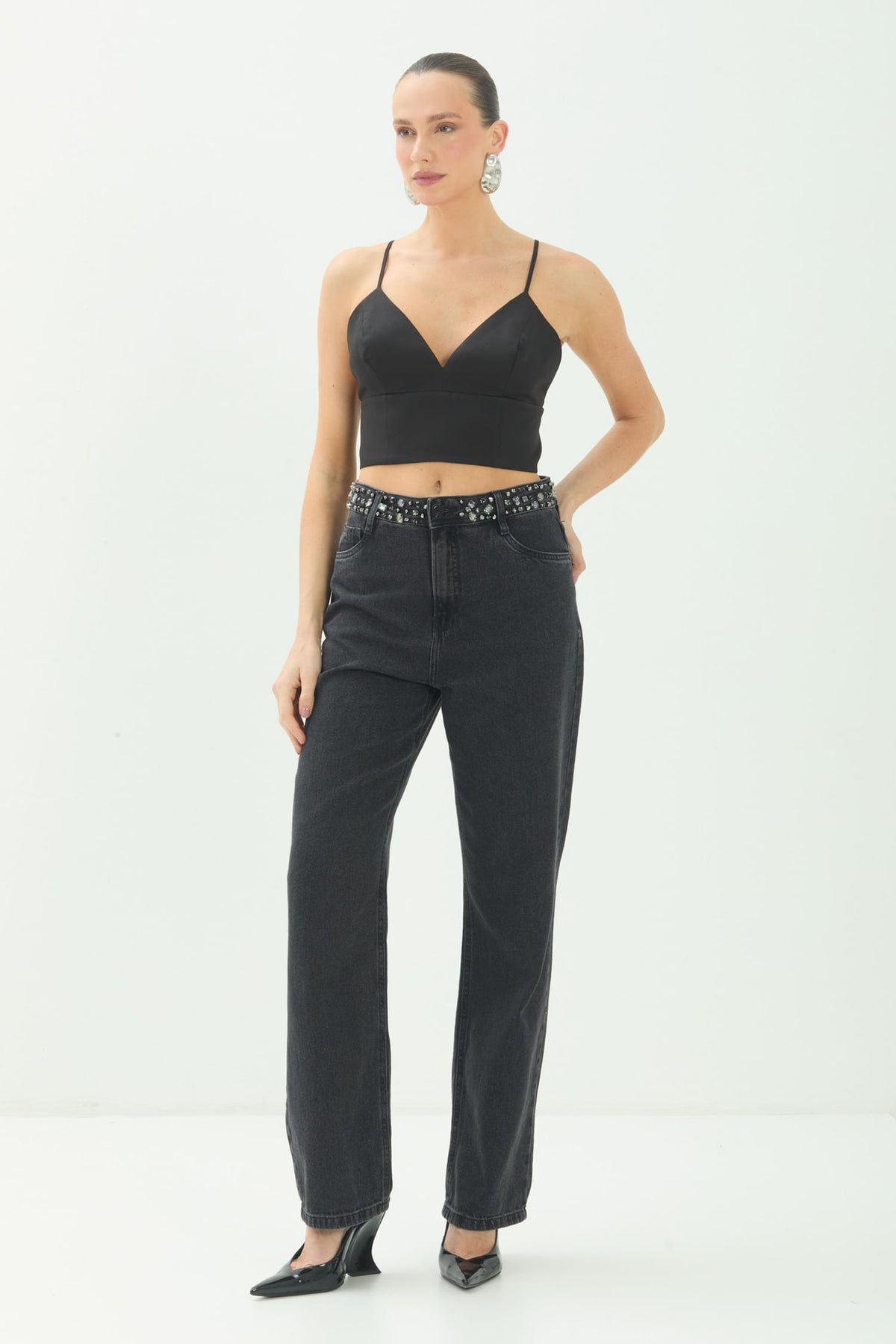 Top Cropped Alça Fina ACT Feminino Preto