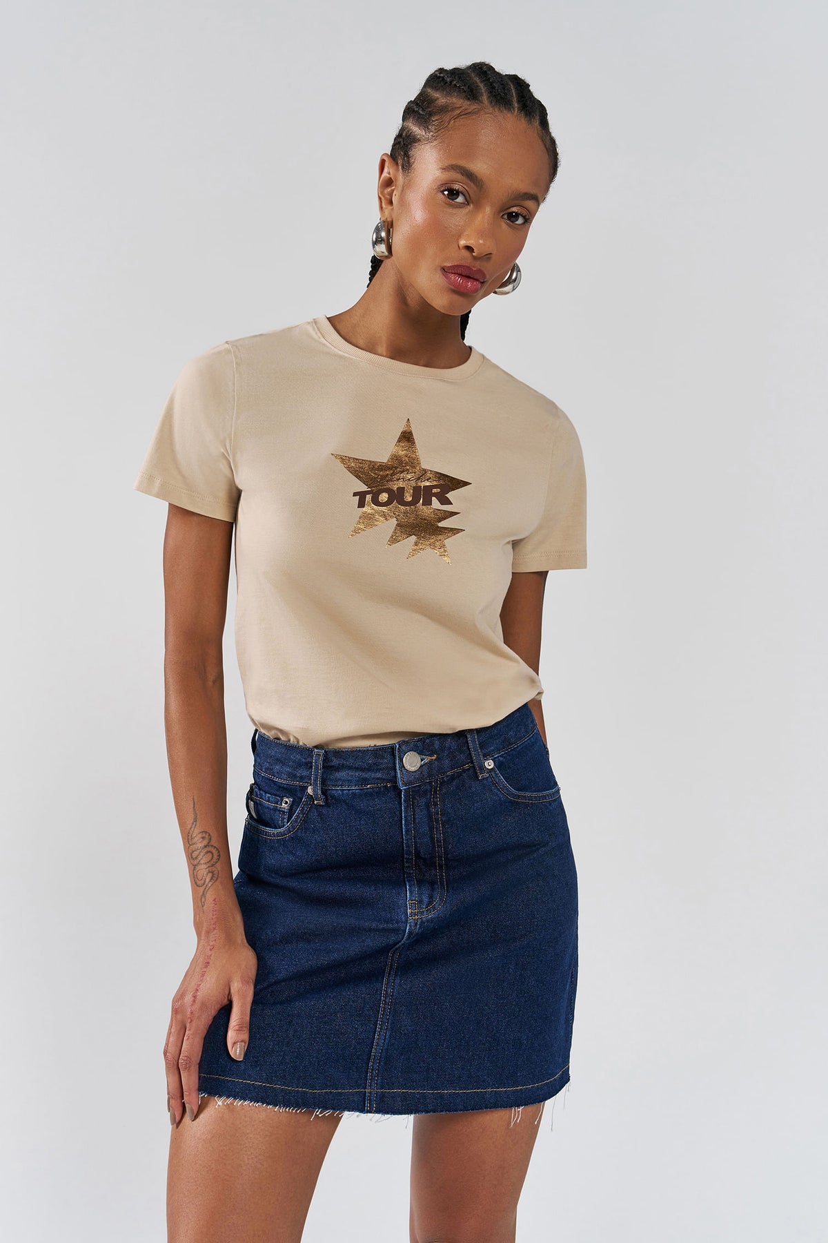 Saia Jeans Curta Feminina Inblanche Jeans Escuro