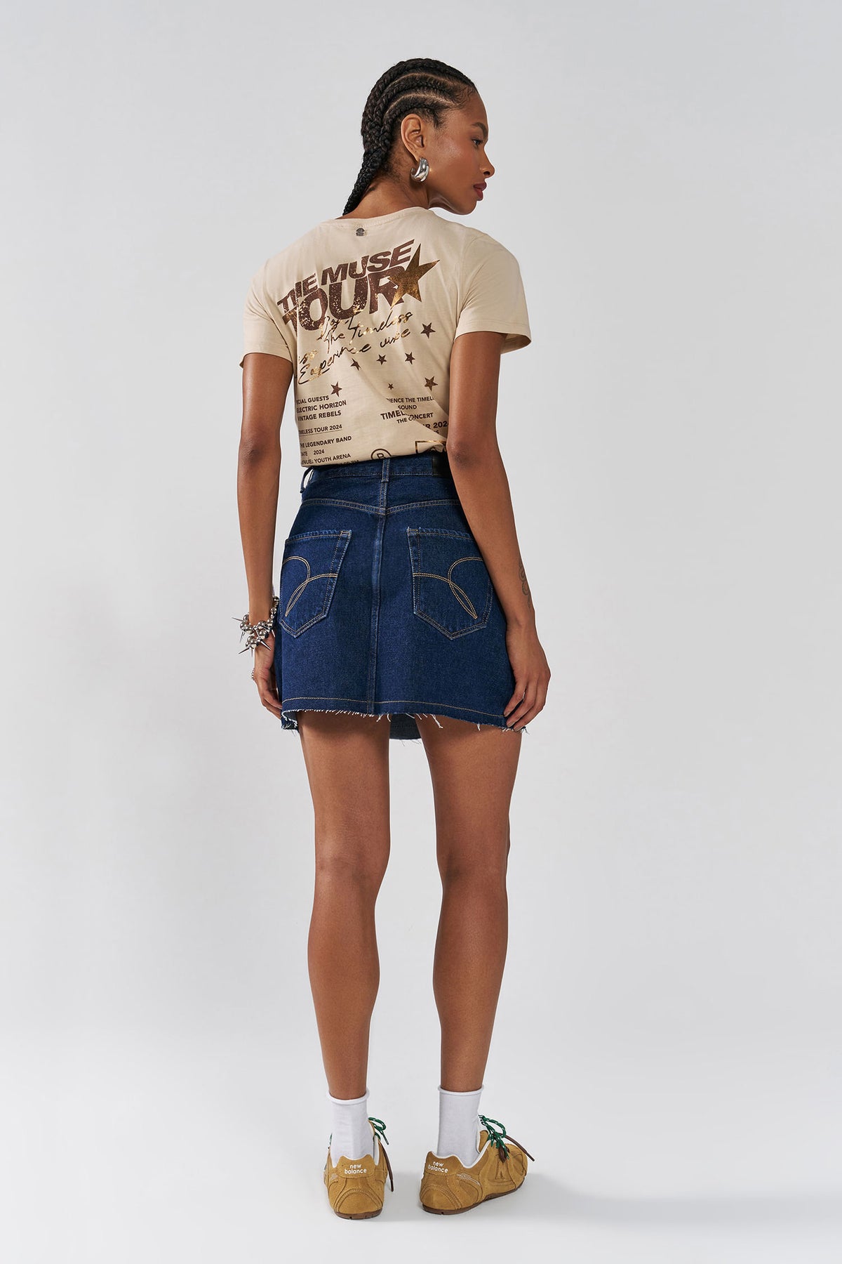 Saia Jeans Curta Feminina Inblanche Jeans Escuro