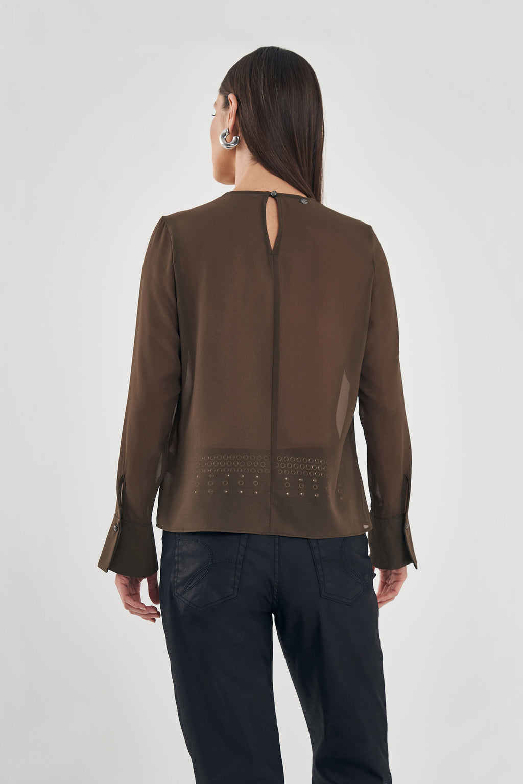 Blusa Com Transparência Metal Feminina Inblanche Oliva