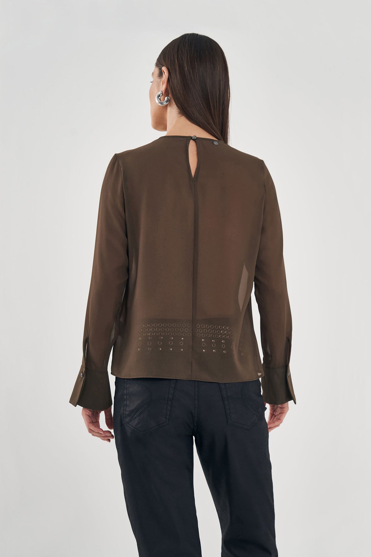 Blusa Com Transparência Metal Feminina Inblanche Oliva