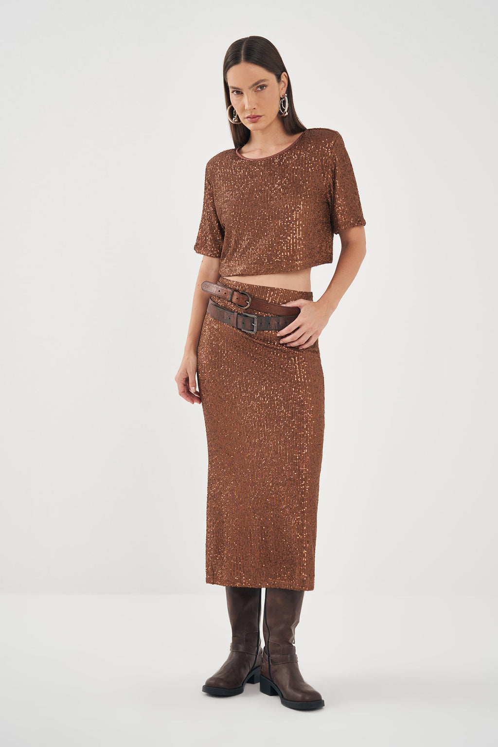 Blusa Bright Paetê Feminina Inblanche Bronze