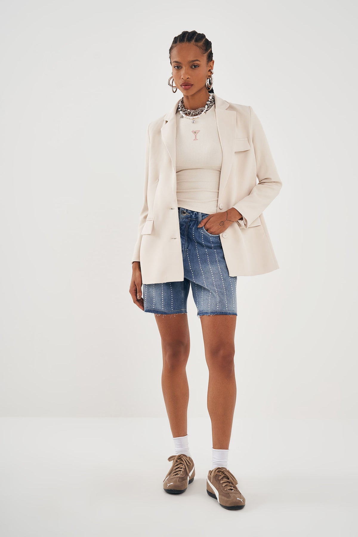 Blazer Alfaiataria Feminino Inblanche Areia