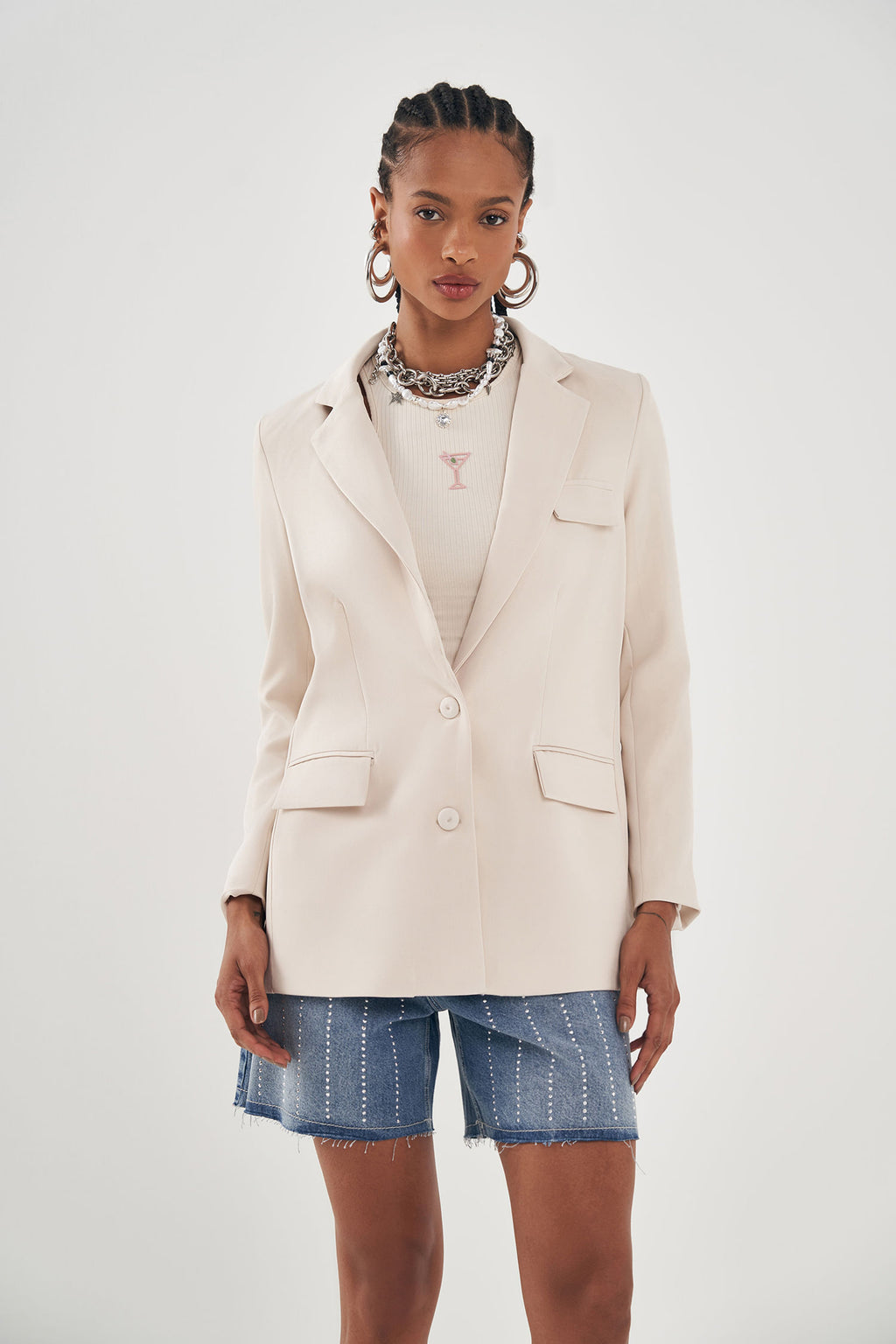 Blazer Alfaiataria Feminino Inblanche Areia