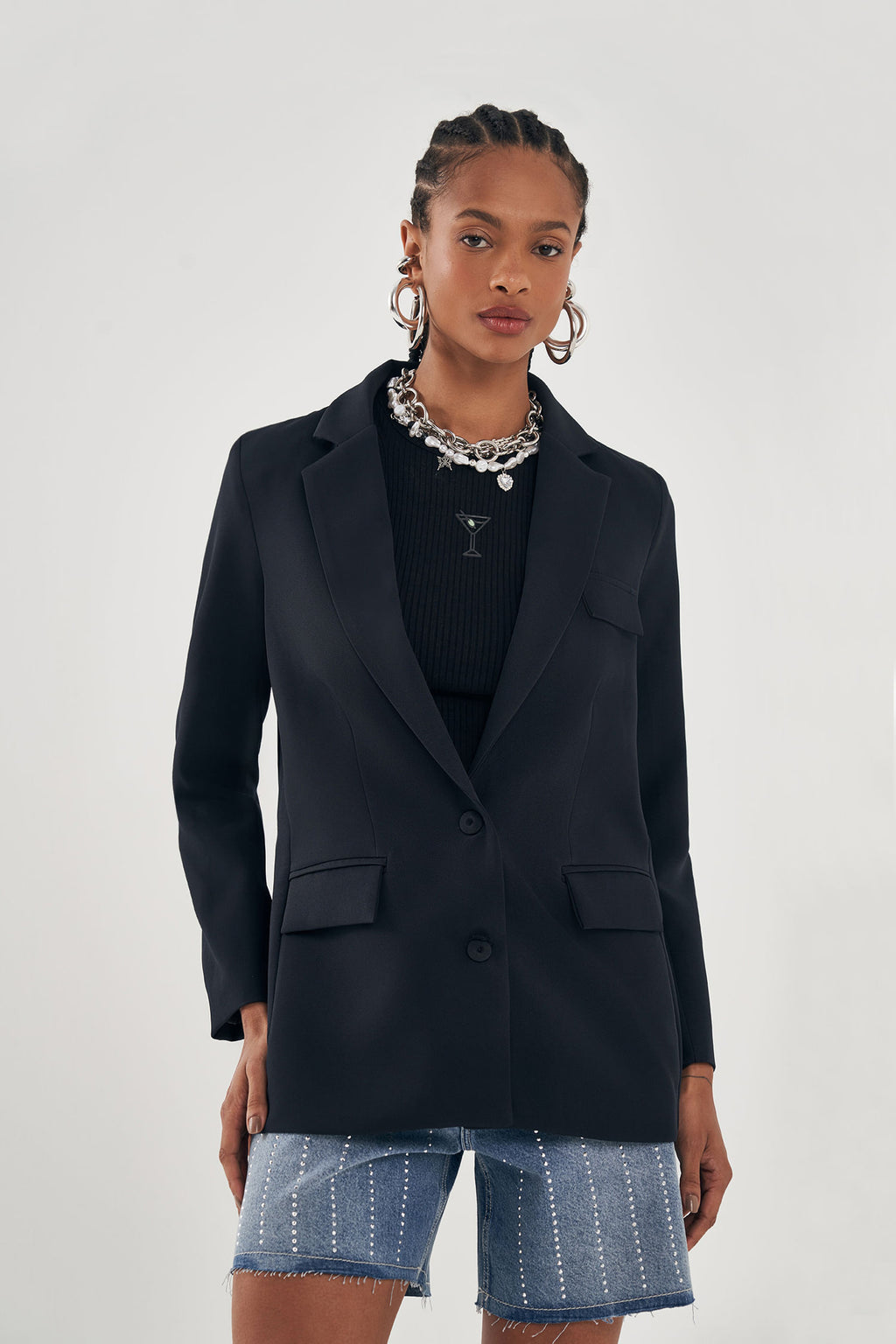Blazer Alfaiataria Feminino Inblanche Preto