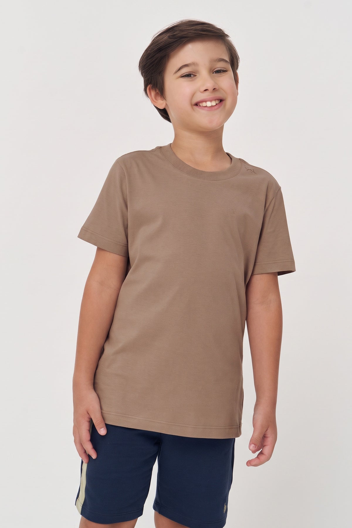 Camiseta Basic Manga Curta Menino Acostamento Nex Capuccino