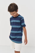Camiseta Listrada Menino Acostamento Next Listrado Azul