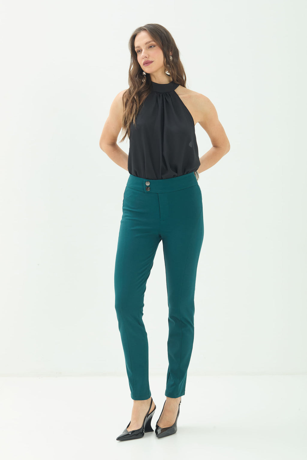 Calça Feminina Elegante Slim ACT Feminina Deep Forest