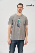 Camiseta Wolf Rebel Masculina Oversize Acostamento Mescla Grafite