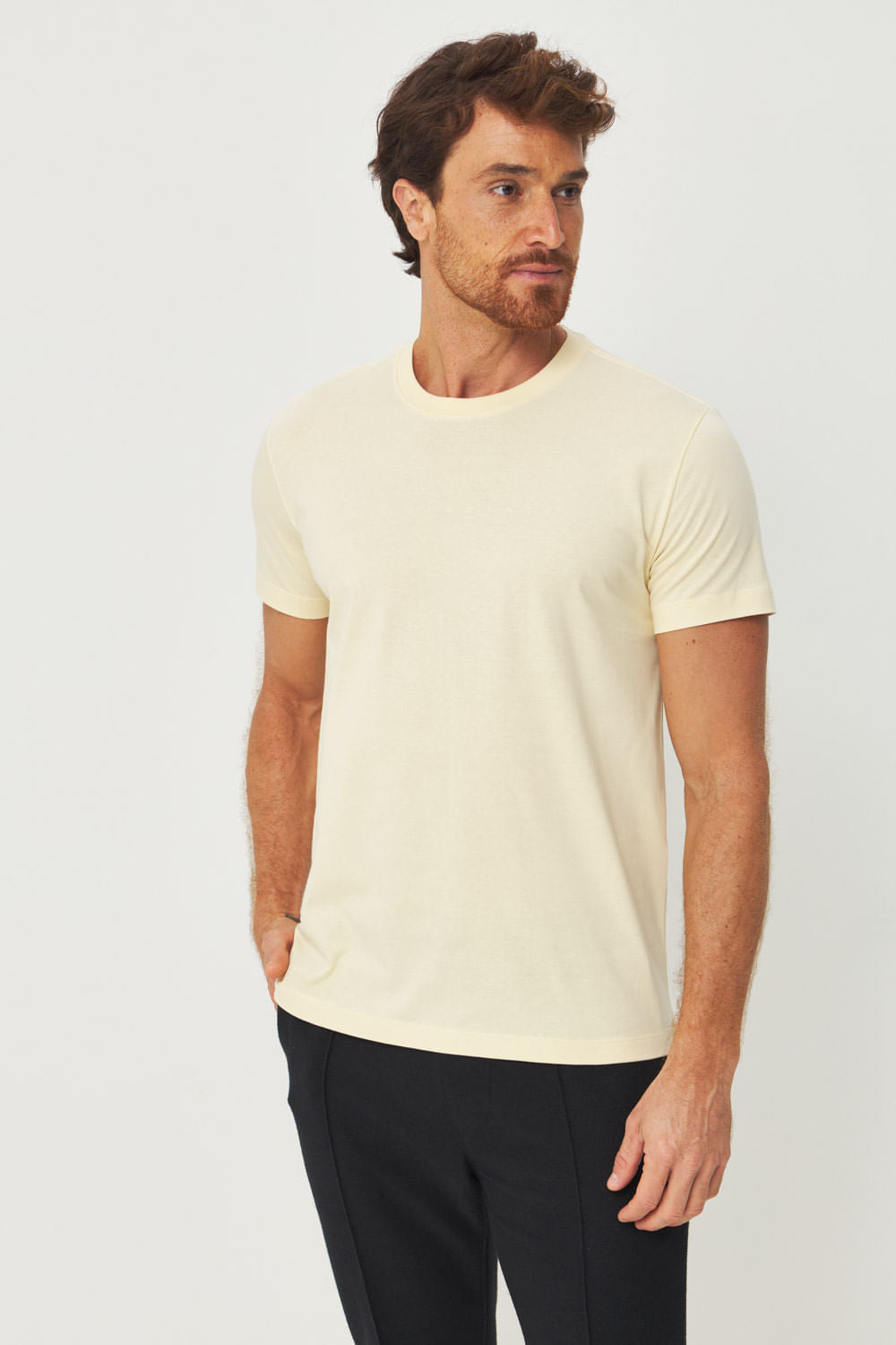 Camiseta Básica Lettering Touch Masculino Acostamento Amarelo Sunlight