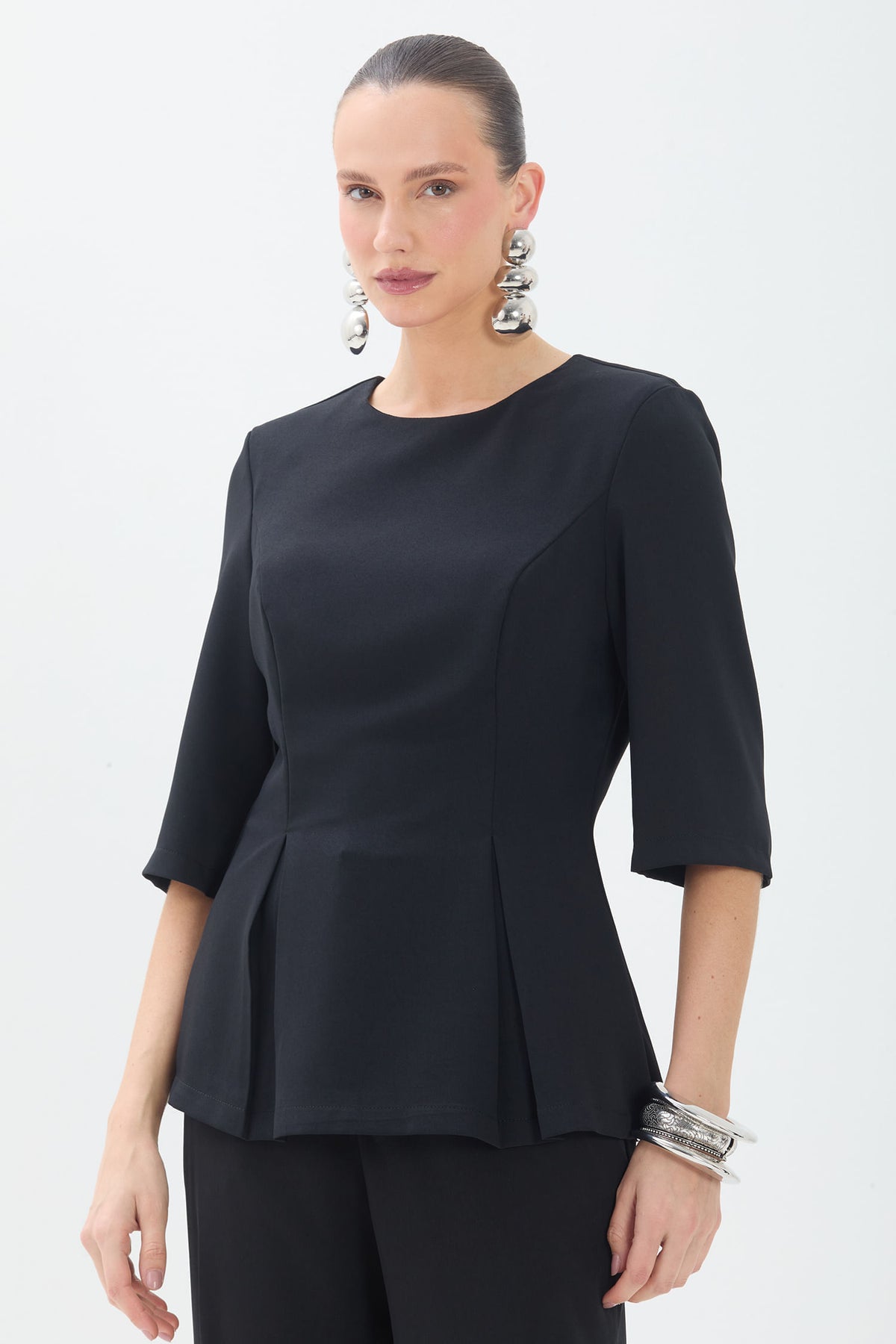 Blusa com Recortes e Pregas ACT Feminino Preto