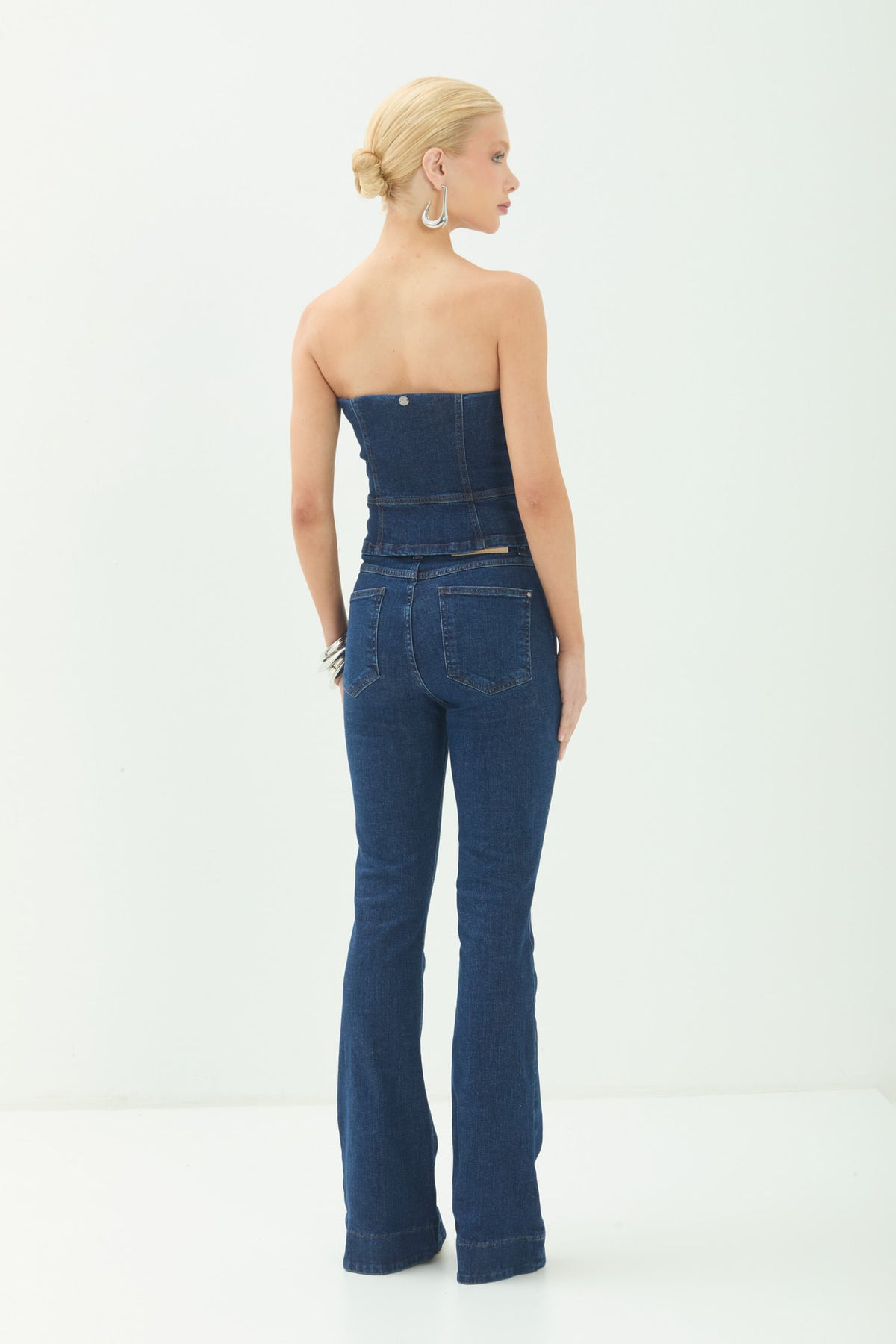 Top Jeans Sem Alças ACT Feminino Jeans Escuro