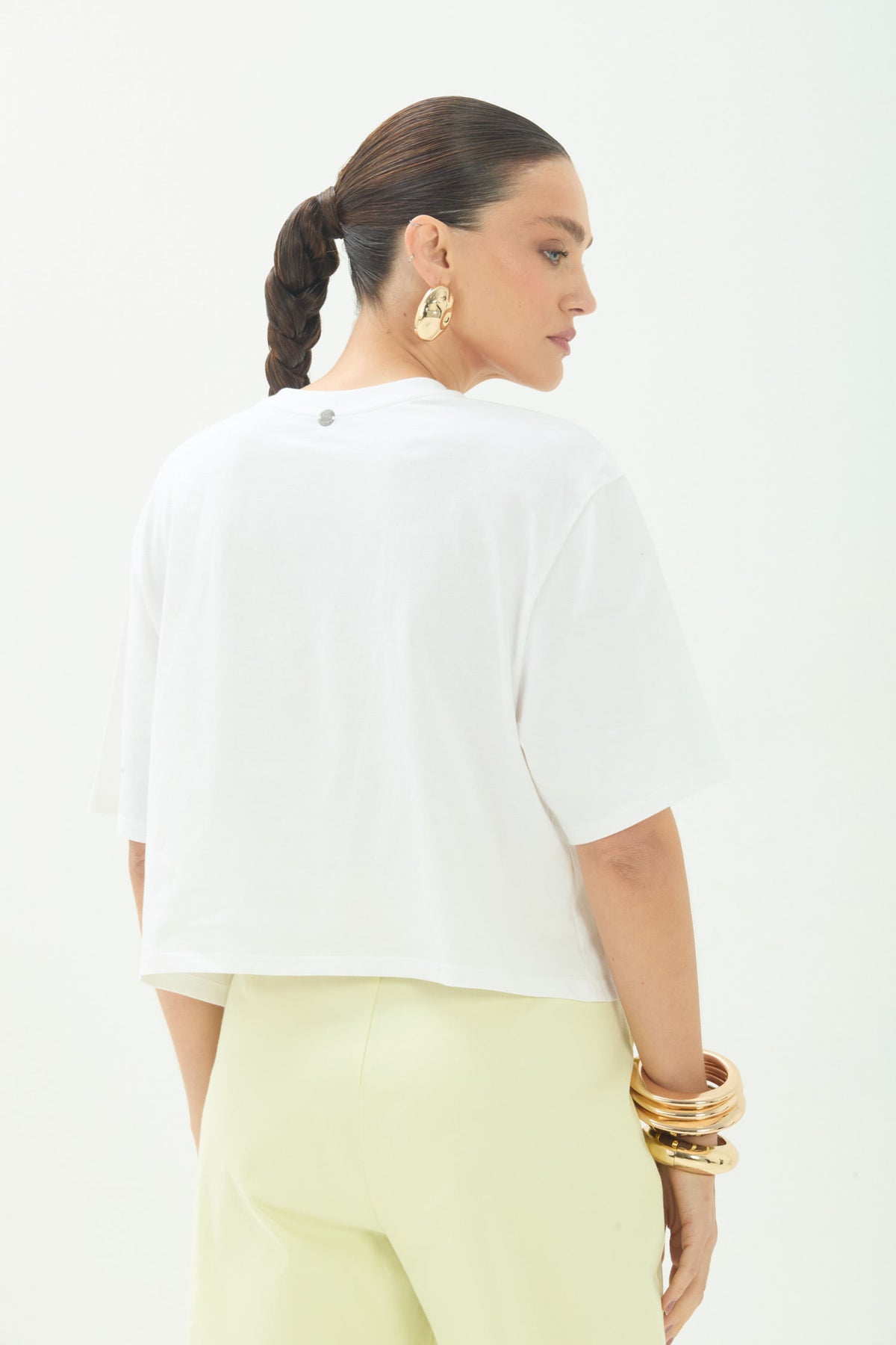 T-Shirt Ampla Casual  ACT Feminino Off White