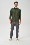 Camisa Manga Longa Scrivania Masculina Acostamento Verde Escuro