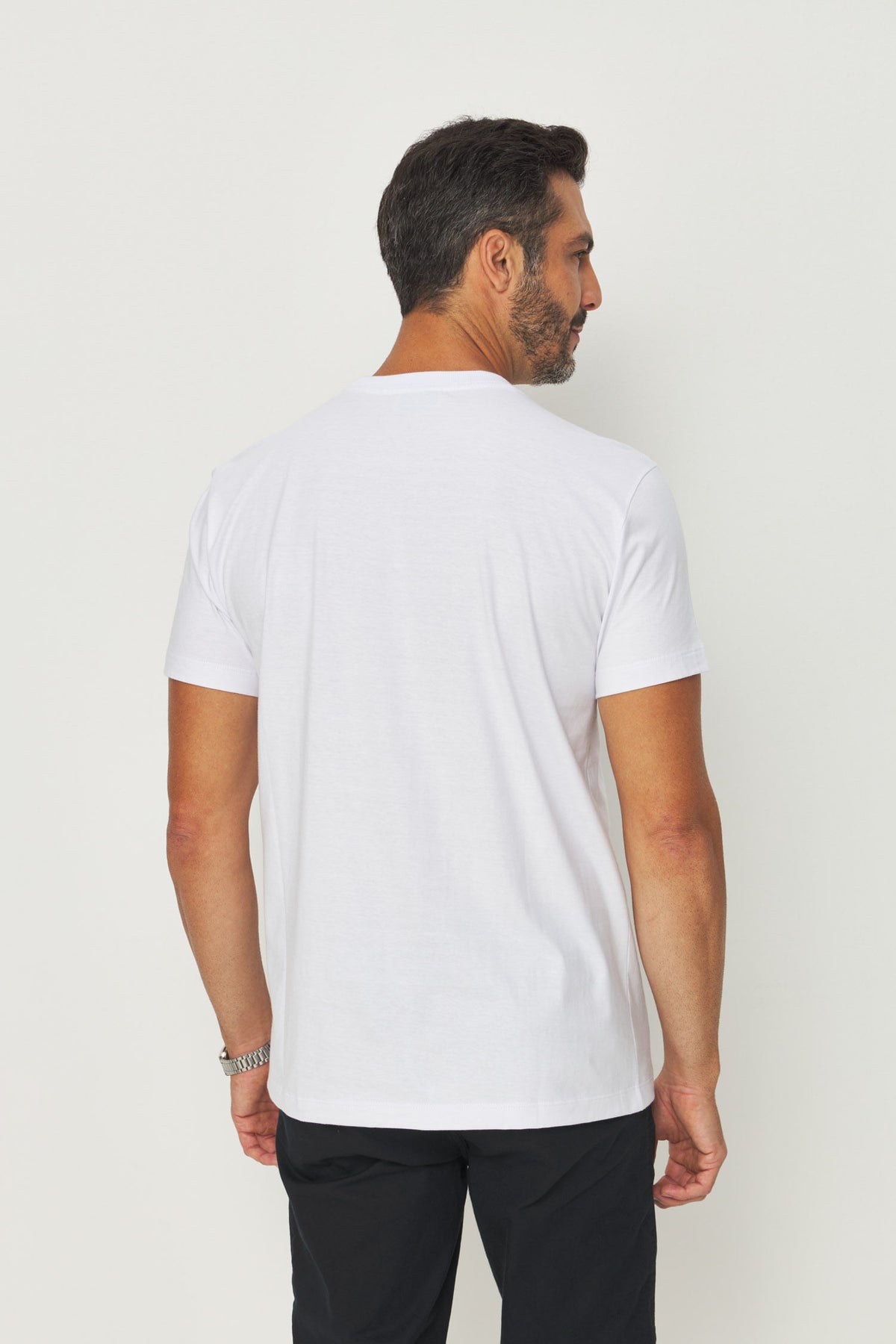 Camiseta Estampa Lobo Frontal Masculino Acostamento Branco C/ Estp Verde Folhagem