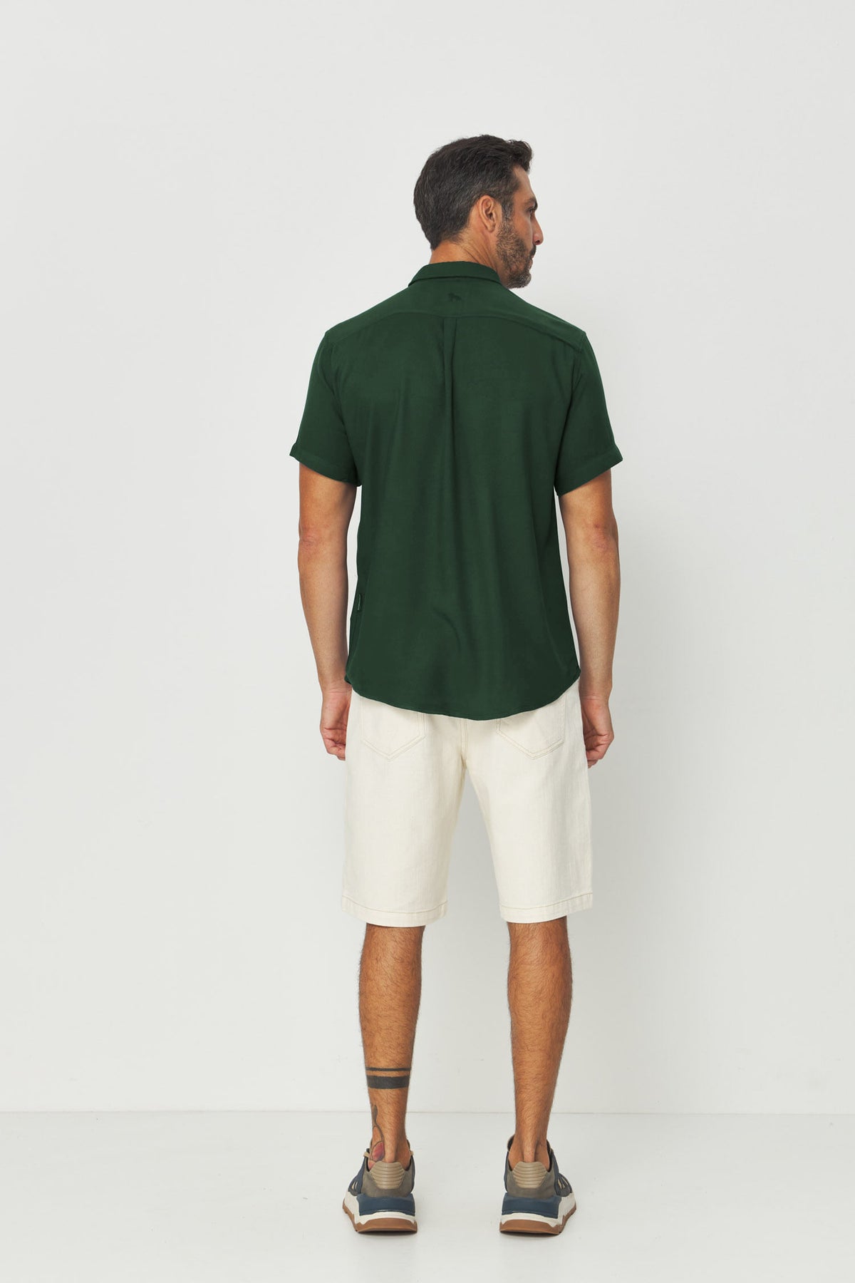 Camisa Manga Curta Leve Masculino Acostamento Verde