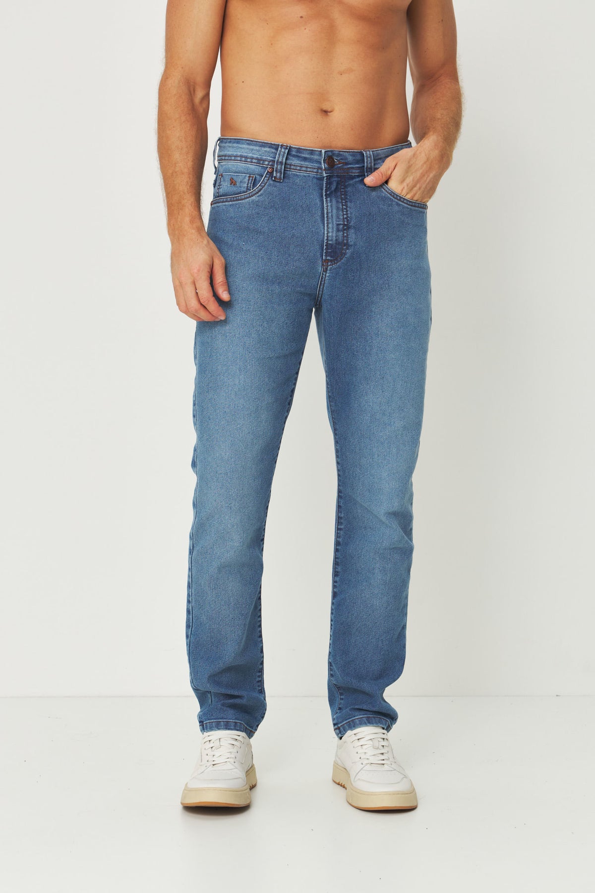 Calça Jeans Tradicional Rock Masculina Acostamento Jeans Intermediario