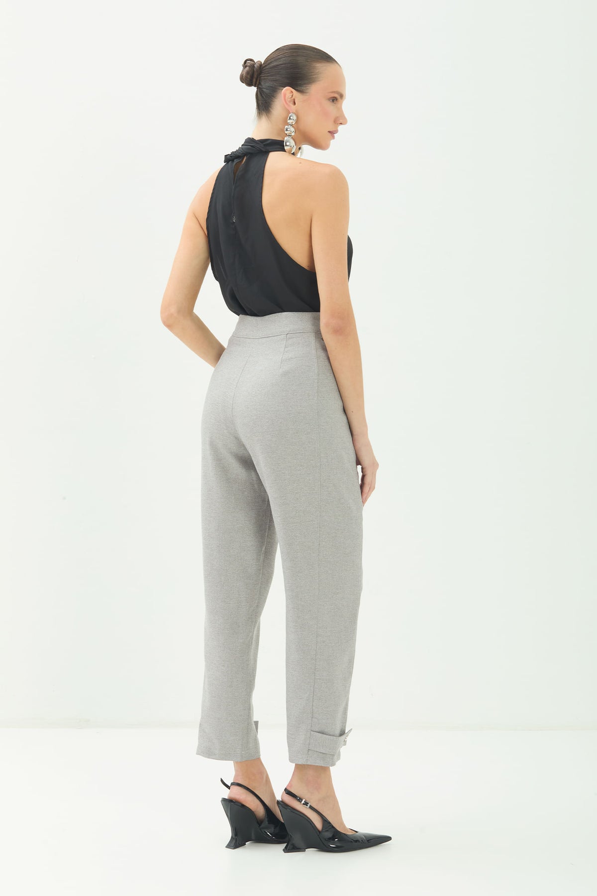 Calça Alfaiataria Com Barra Dobrada ACT Feminina Light Silver