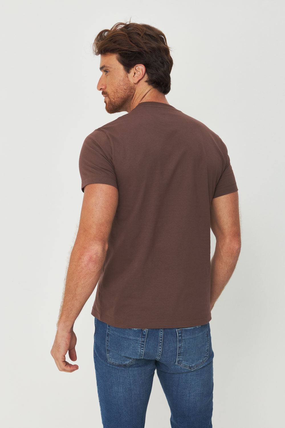 Camiseta Básica Com Logo Masculina Acostamento Marrom Ipe