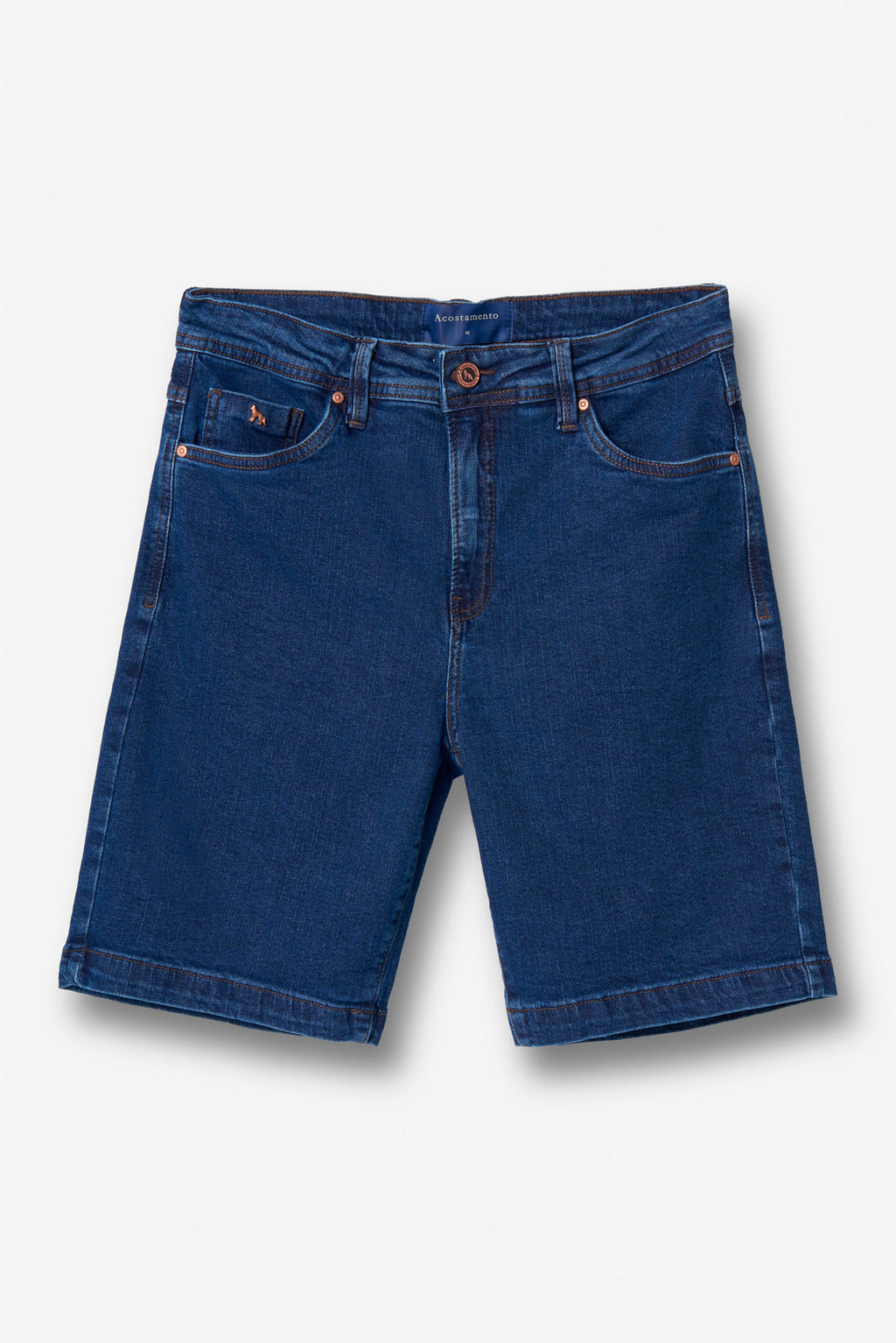 Bermuda Jeans Clássica Masculina Acostamento Jeans Escuro