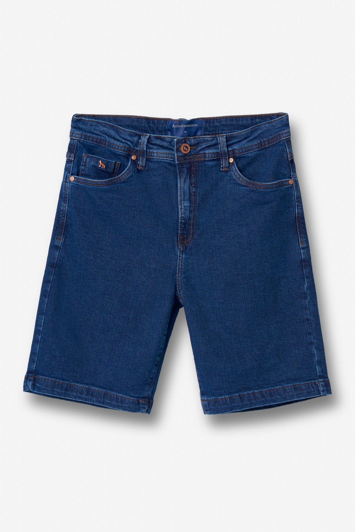 Bermuda Jeans Clássica Masculina Acostamento Jeans Escuro