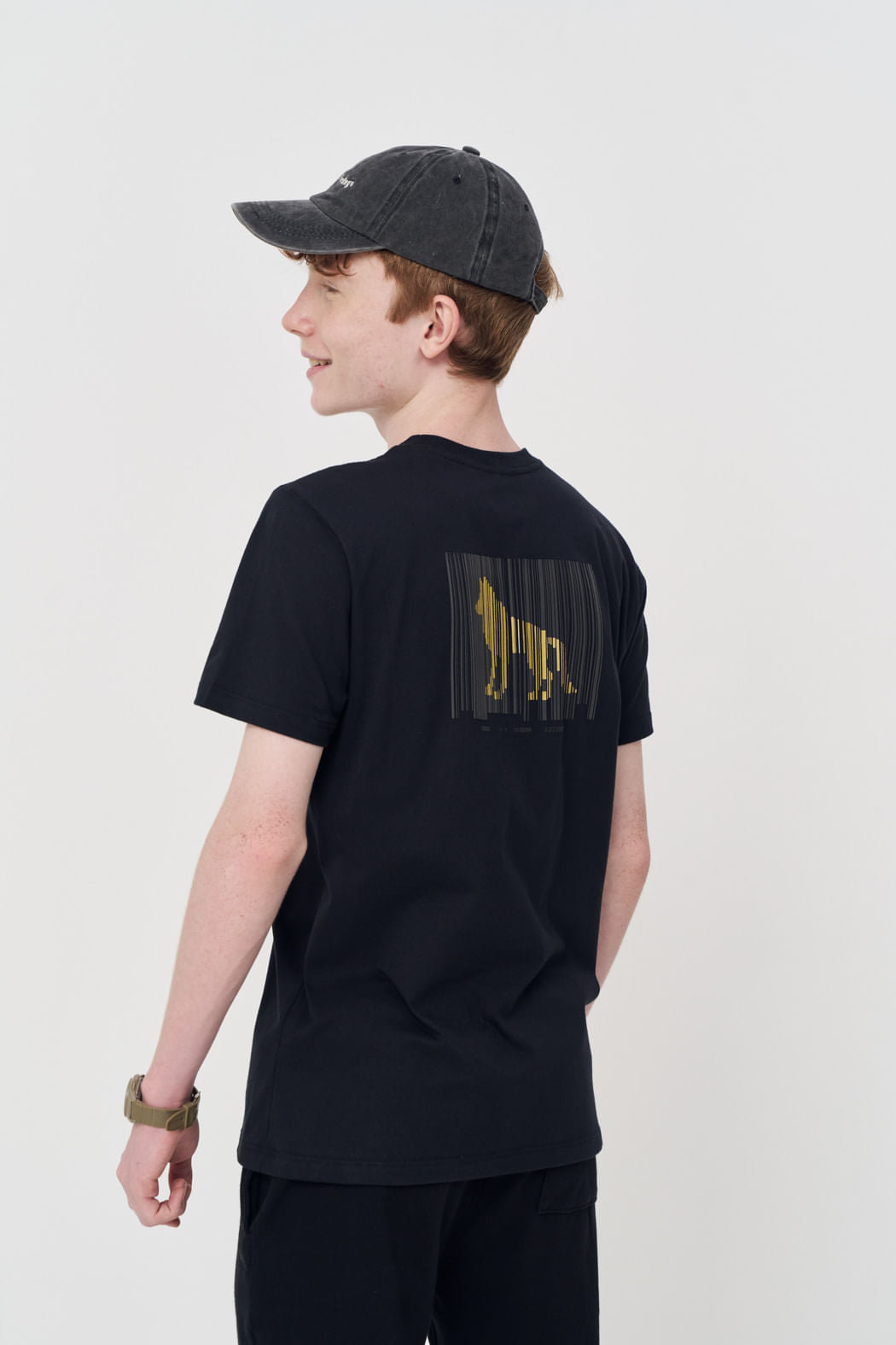 Camiseta Casual Estampada Menino Acostamento Next Preto