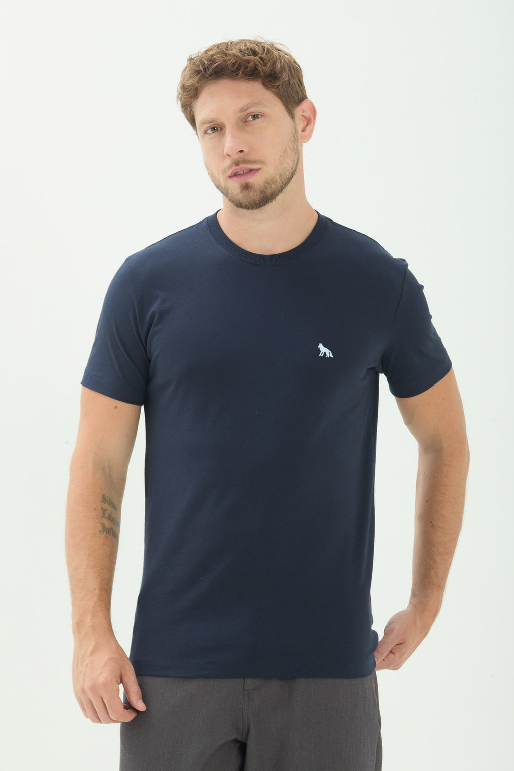 Camiseta Básica Casual Masculina Acostamento Marinho