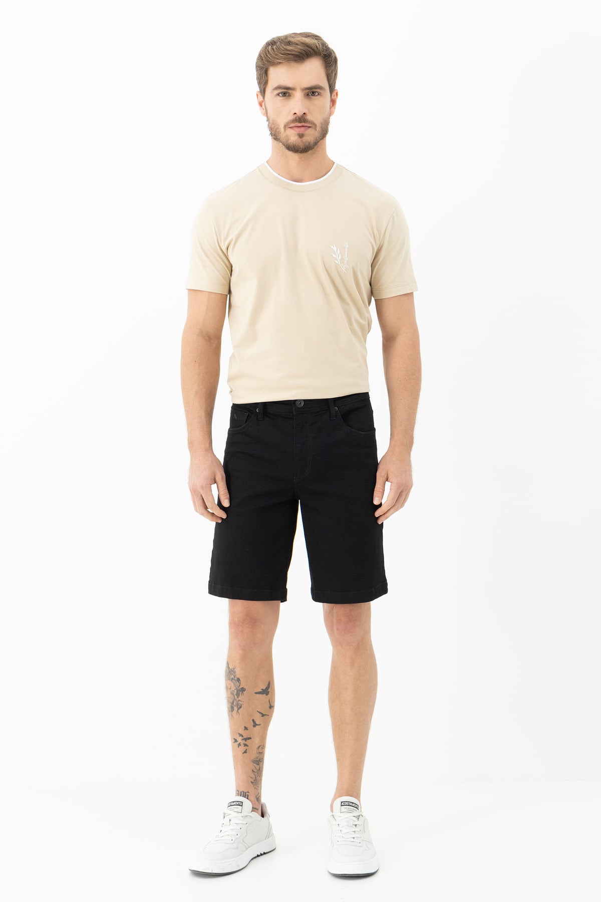 Bermuda Tech Sarja Básica Masculina Acostamento Jeans Escuro