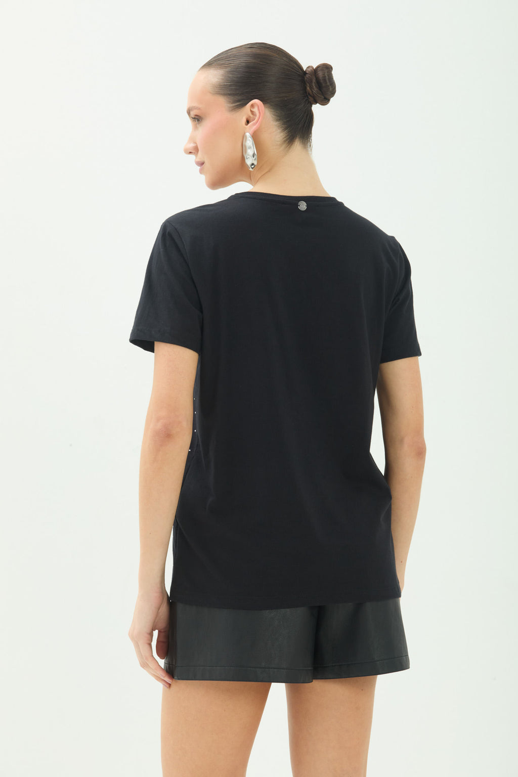 T-Shirt Casual Com Brilho ACT Feminina Preto