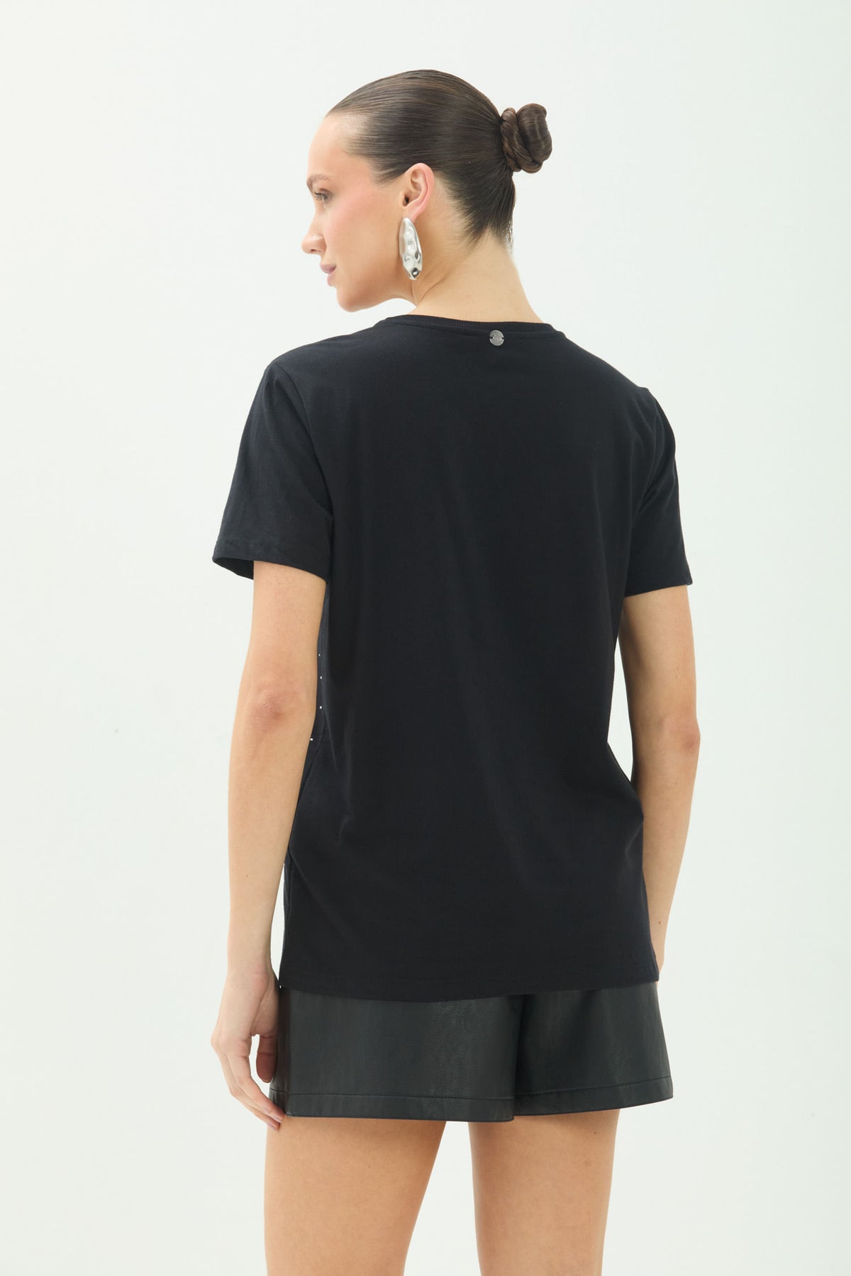 T-Shirt Casual Com Brilho ACT Feminina Preto