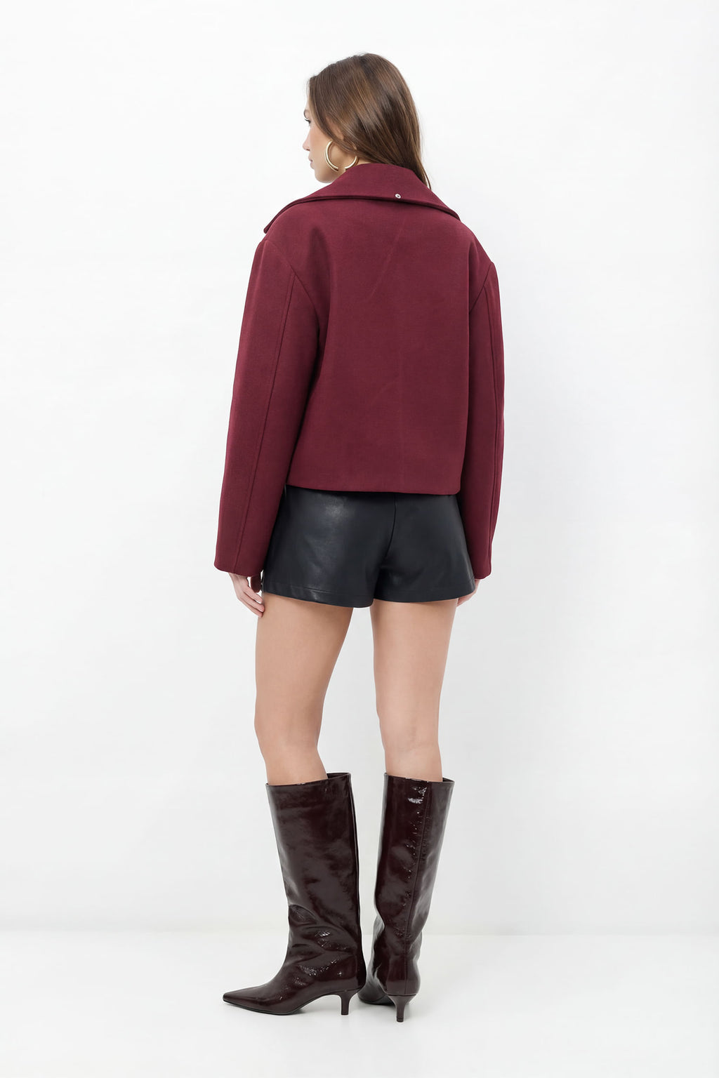 Casaco Curto Estruturado Com Lapela ACT Feminino Deep Ruby