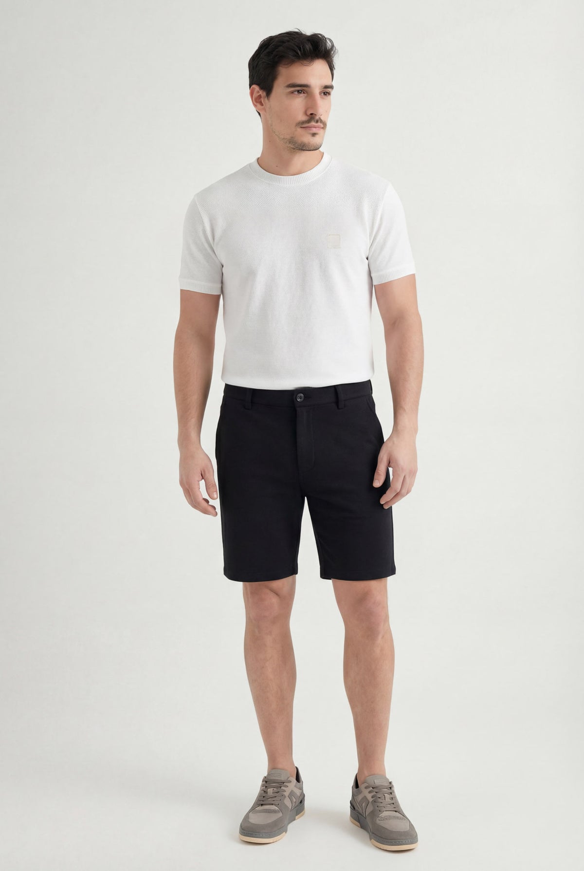 Bermuda Tech Casual Urbano Masculina Acostamento Preto
