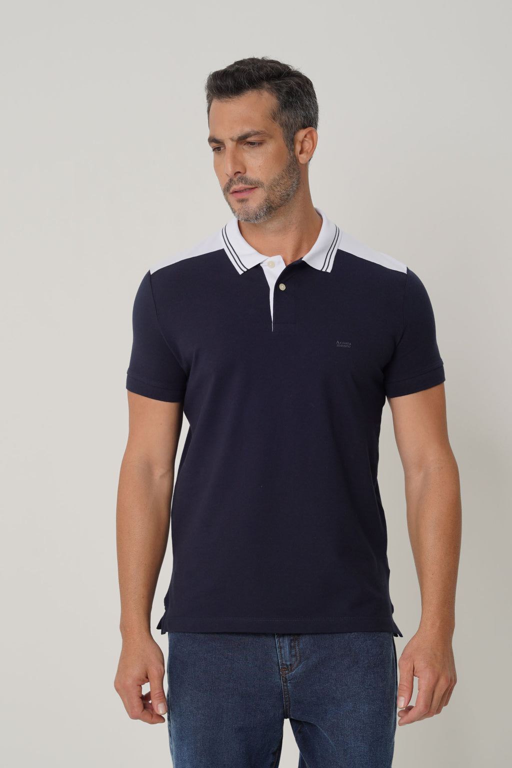 Polo Casual Estampada Masculina Acostamento Marinho